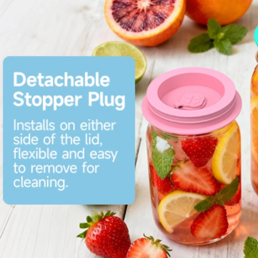 Mason Jar Cover Lid & Plug for Regular & Wide Mouth (Straw & Glass Not Included)